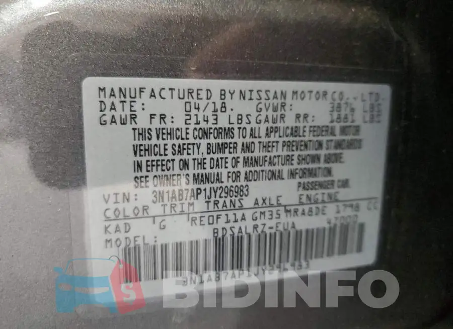 3N1AB7AP1JY296983 Photo# 12