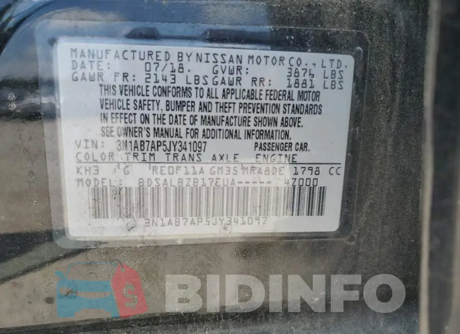 3N1AB7AP5JY341097 Photo# 12