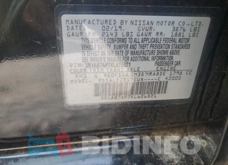 3N1AB7AP7KL626821 Photo# 12
