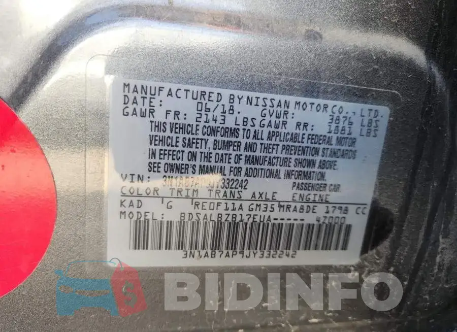 3N1AB7AP9JY332242 Photo# 12