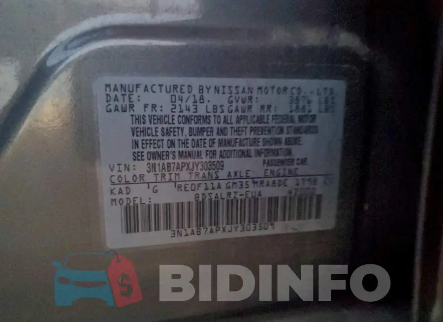 3N1AB7APXJY303509 Photo# 12