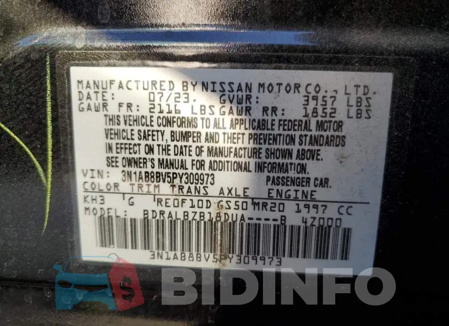 3N1AB8BV5PY309973 Photo# 12