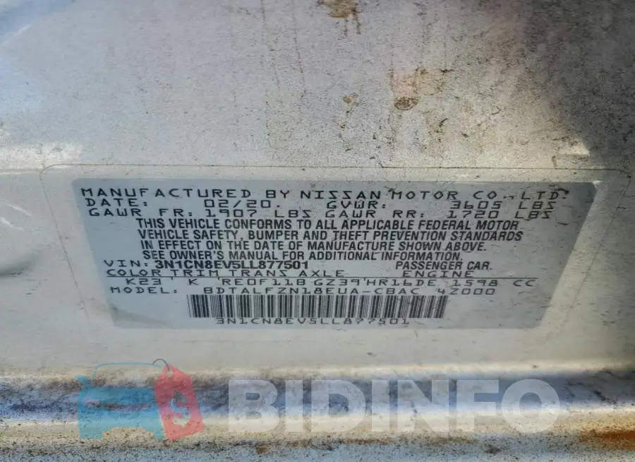 3N1CN8EV5LL877501 Photo# 12