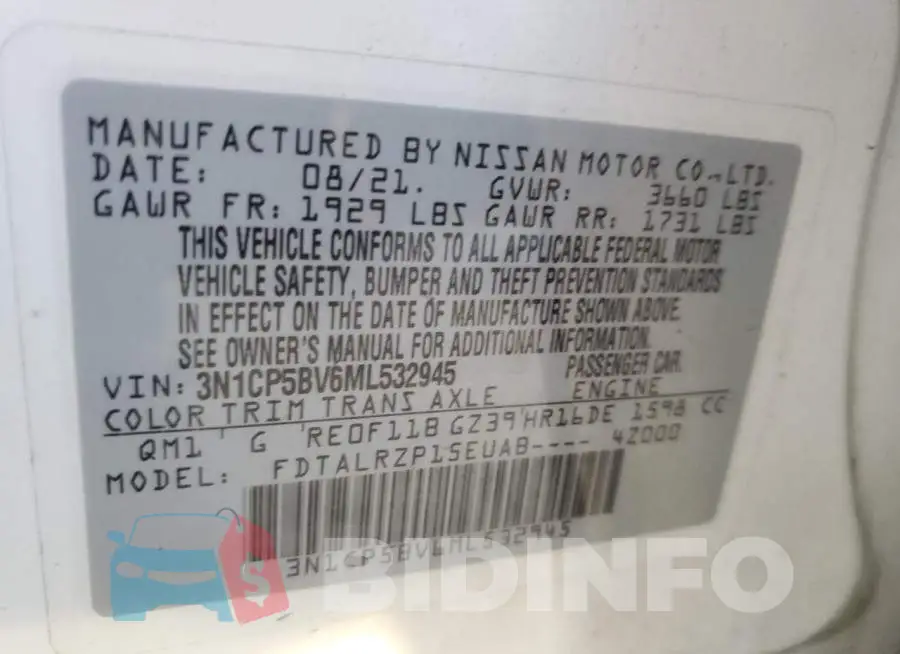 3N1CP5BV6ML532945 Photo# 12