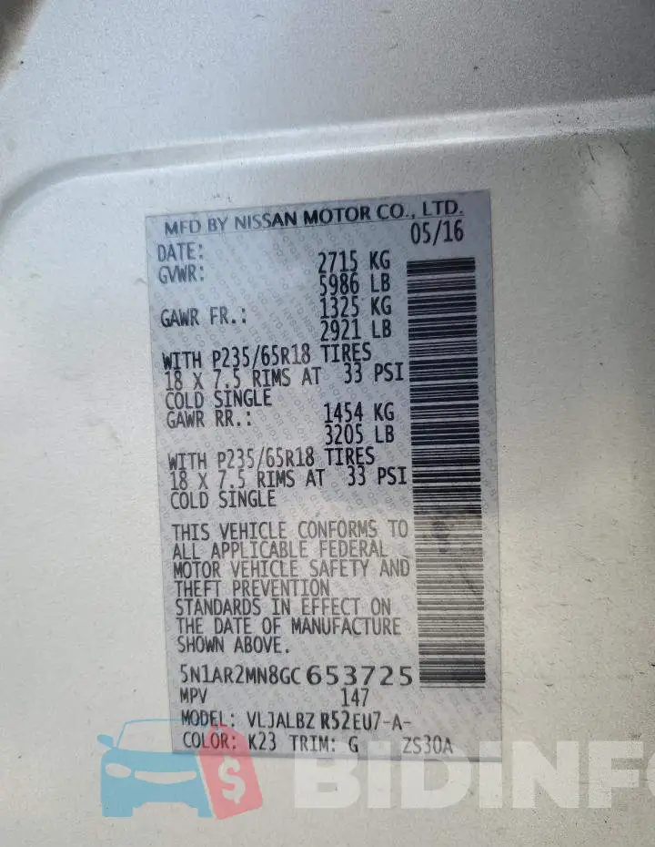 5N1AR2MN8GC653725 Photo# 13