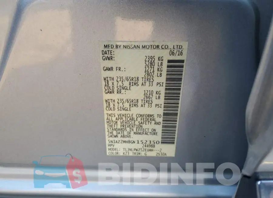 5N1AZ2MH8GN152350 Photo# 13