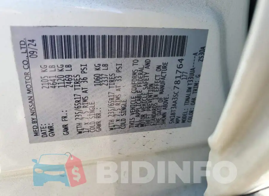 5N1BT3AA3SC781764 Photo# 14
