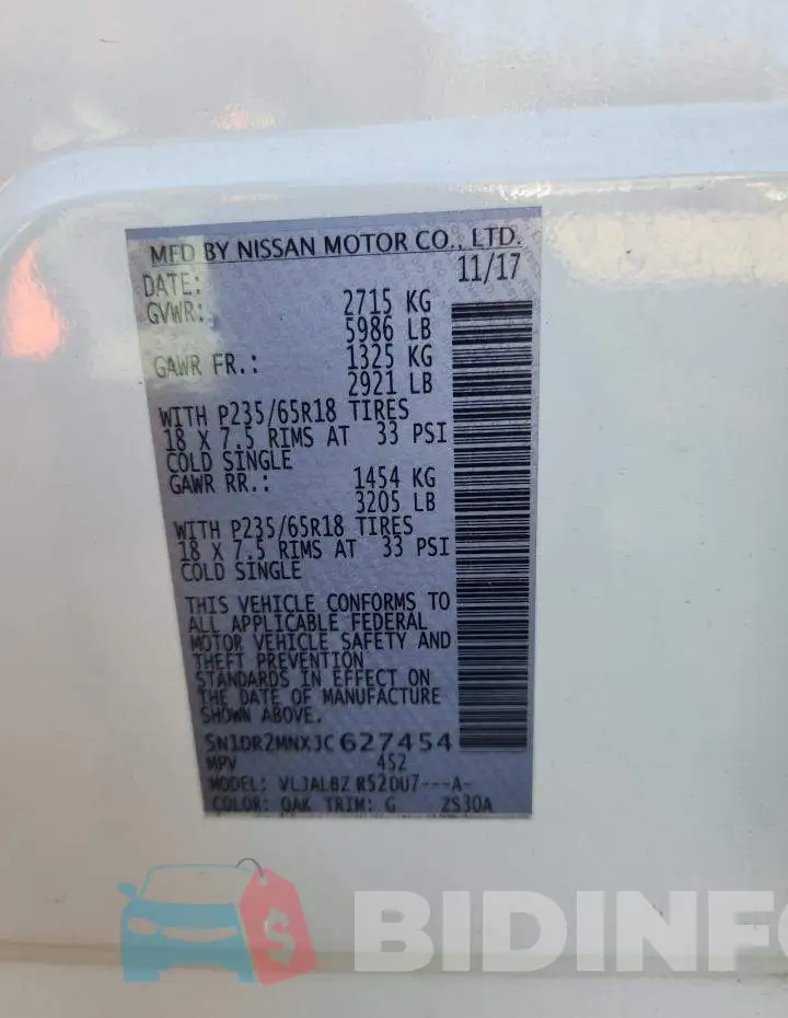 5N1DR2MNXJC627454 Photo# 13