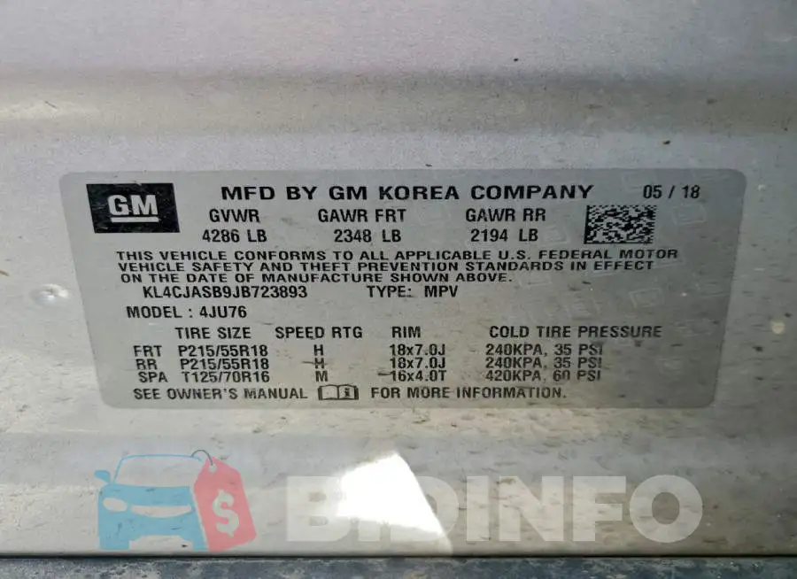 KL4CJASB9JB723893 Photo# 13