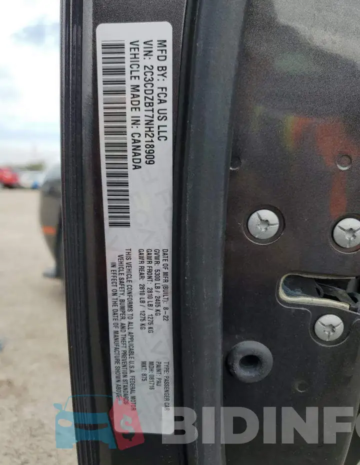 2C3CDZBT7NH218909 Photo# 12