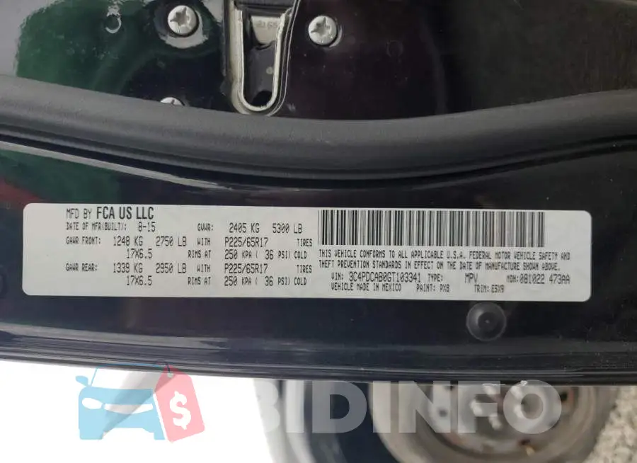 3C4PDCAB0GT103341 Photo# 13