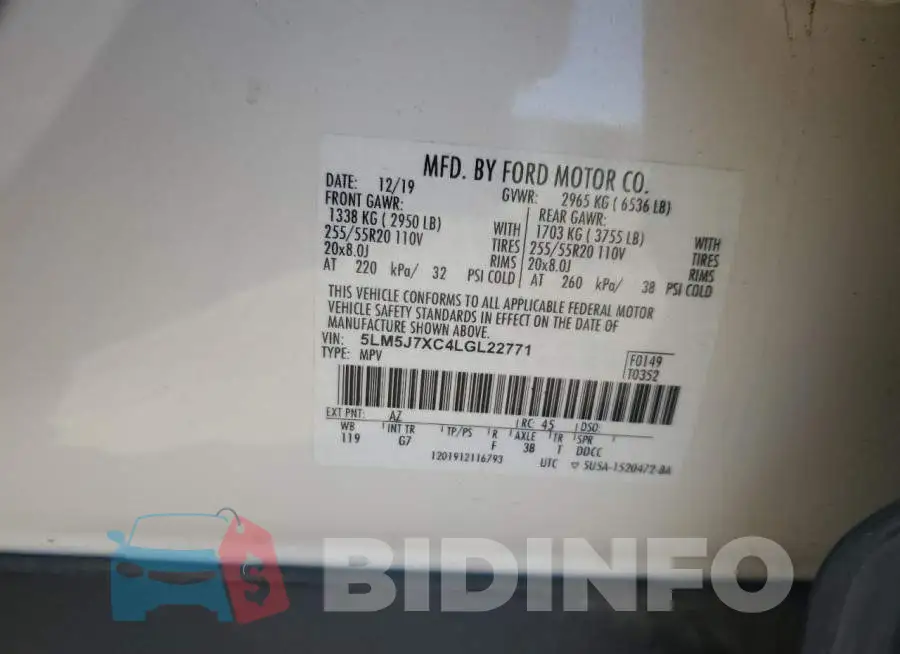 5LM5J7XC4LGL22771 Photo# 13