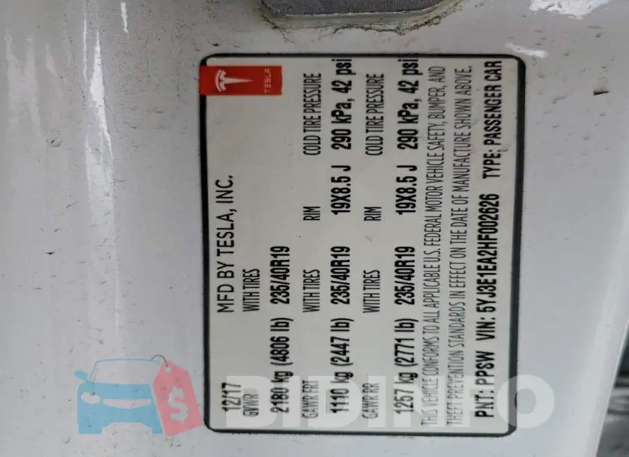 5YJ3E1EA2HF002626 Photo# 12