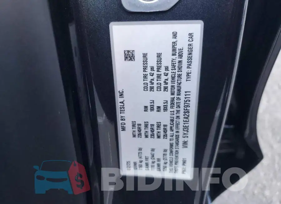 5YJ3E1EA2SF975111 Photo# 12