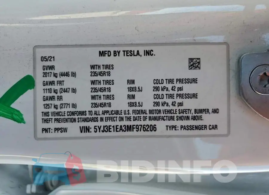 5YJ3E1EA3MF976206 Photo# 12