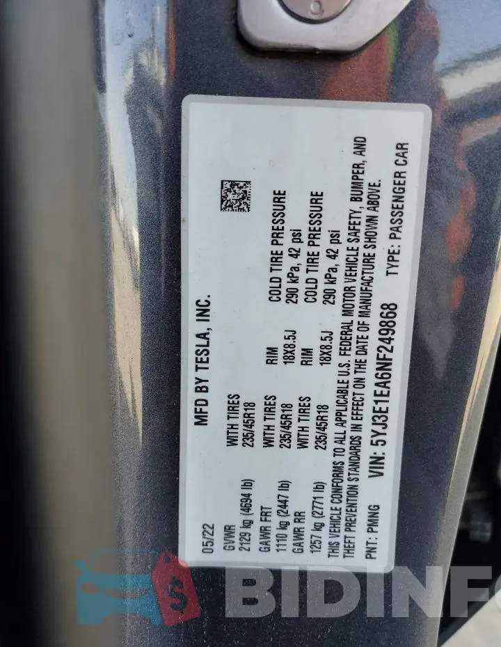 5YJ3E1EA6NF249868 Photo# 13