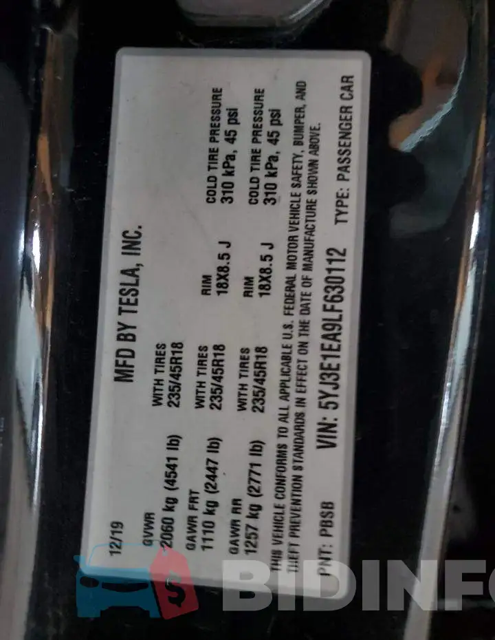 5YJ3E1EA9LF630112 Photo# 12