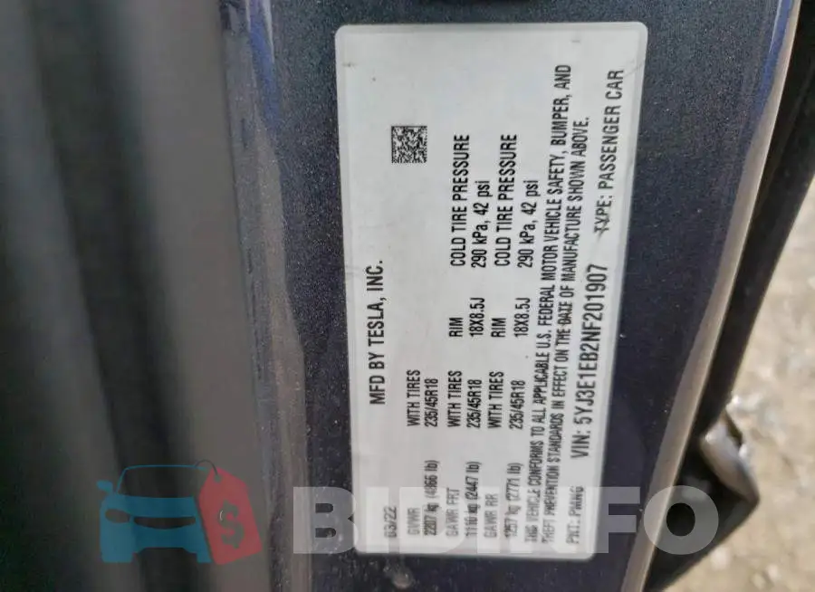 5YJ3E1EB2NF201907 Photo# 12