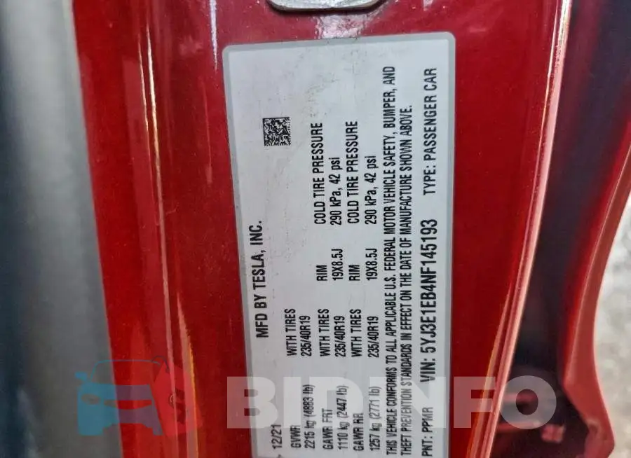 5YJ3E1EB4NF145193 Photo# 13