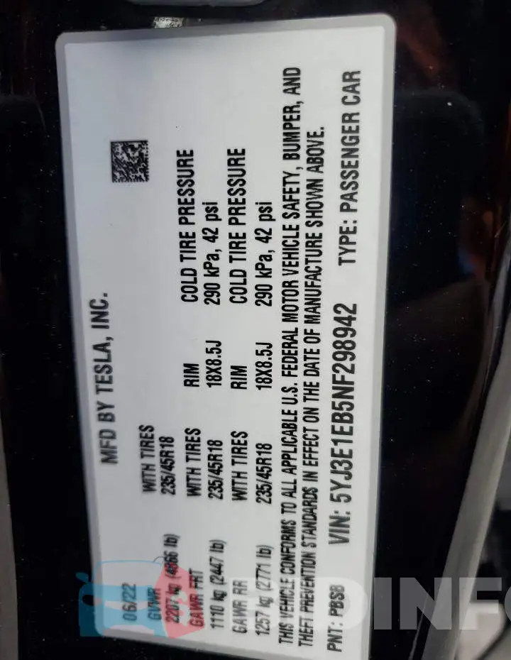 5YJ3E1EB5NF298942 Photo# 12