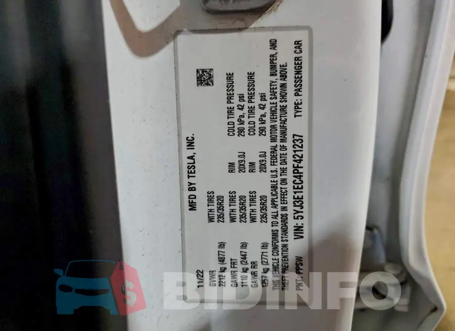 5YJ3E1EC4PF421237 Photo# 12