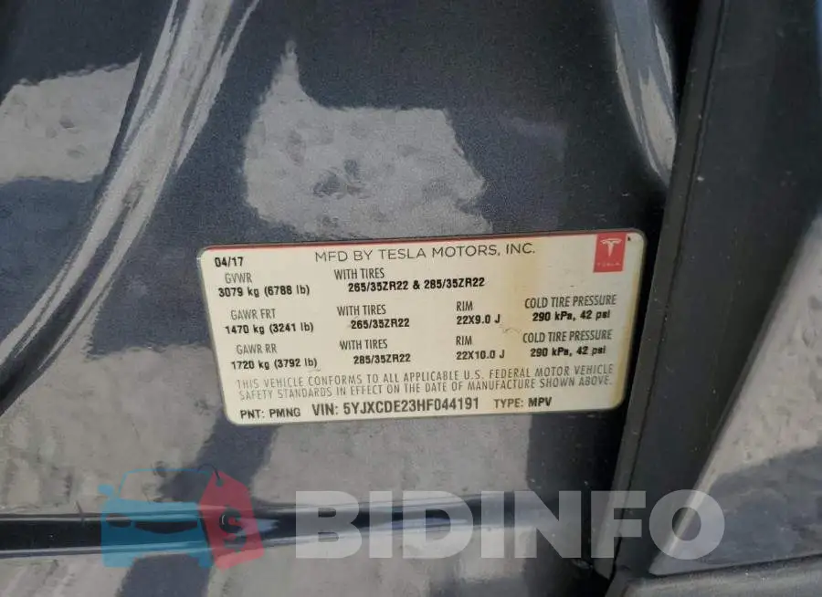 5YJXCDE23HF044191 Photo# 13