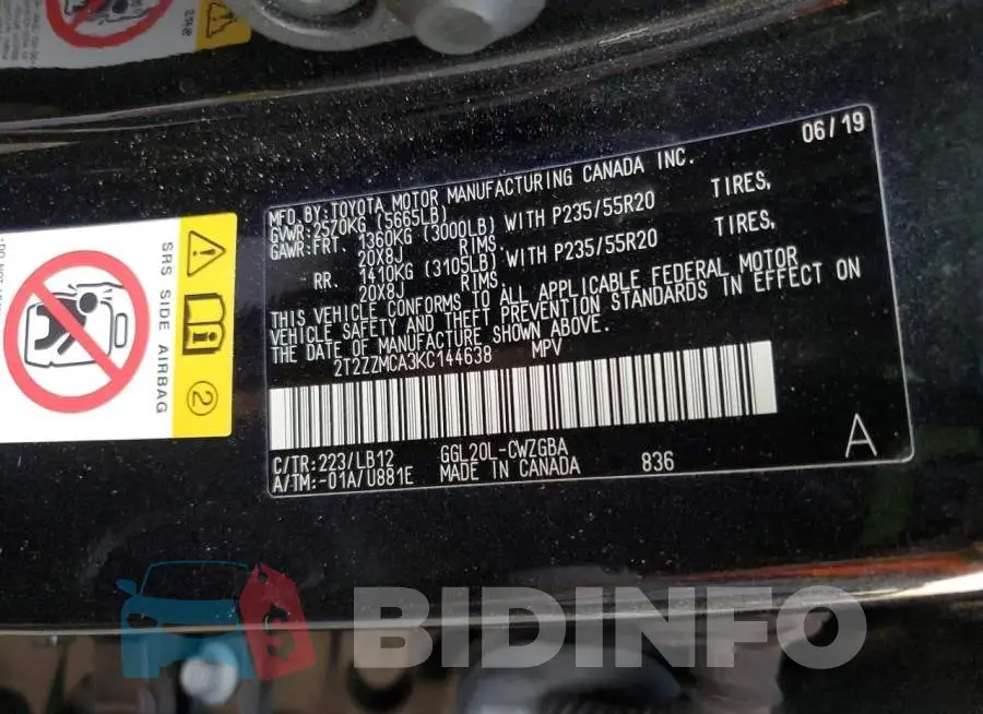 2T2ZZMCA3KC144638 Photo# 13