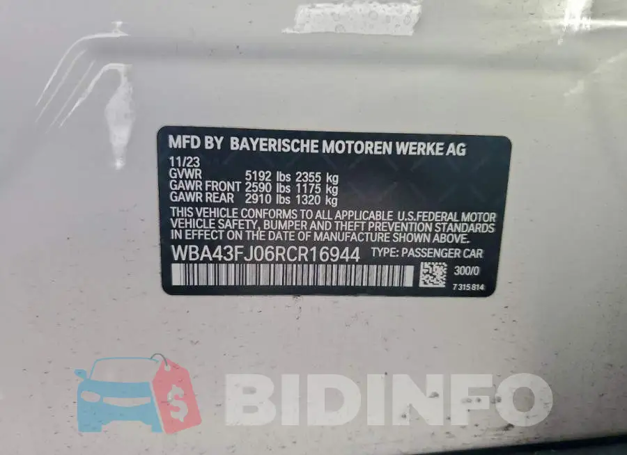 WBA43FJ06RCR16944 Photo# 13