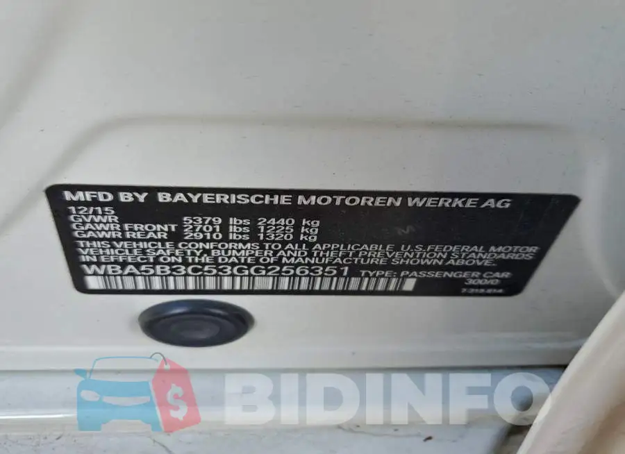 WBA5B3C53GG256351 Photo# 12
