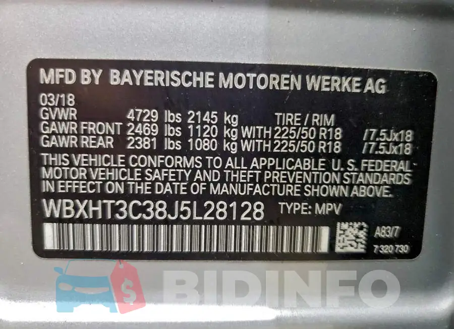WBXHT3C38J5L28128 Photo# 13