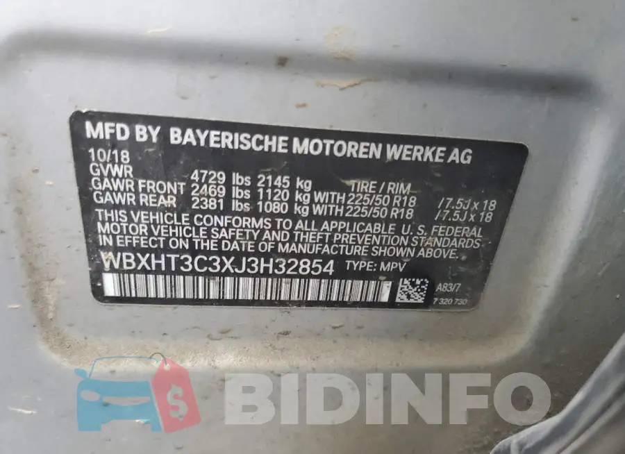 WBXHT3C3XJ3H32854 Photo# 13
