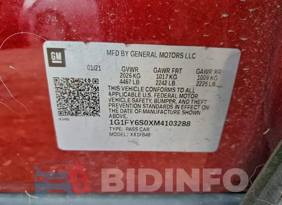 1G1FY6S0XM4103288 Photo# 12