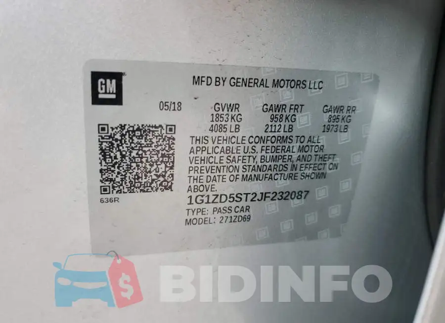 1G1ZD5ST2JF232087 Photo# 12