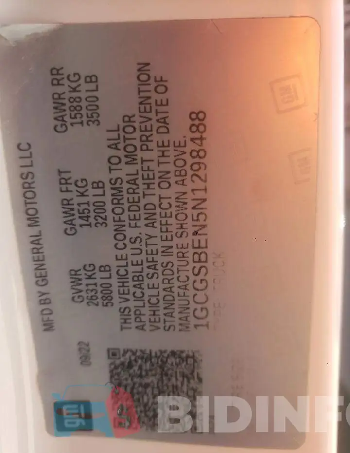 1GCGSBEN5N1298488 Photo# 12