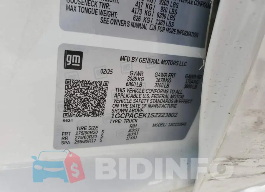 1GCPACEK1SZ223802 Photo# 12