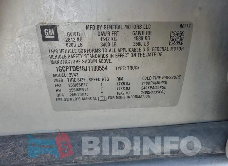 1GCPTDE18J1108554 Photo# 12