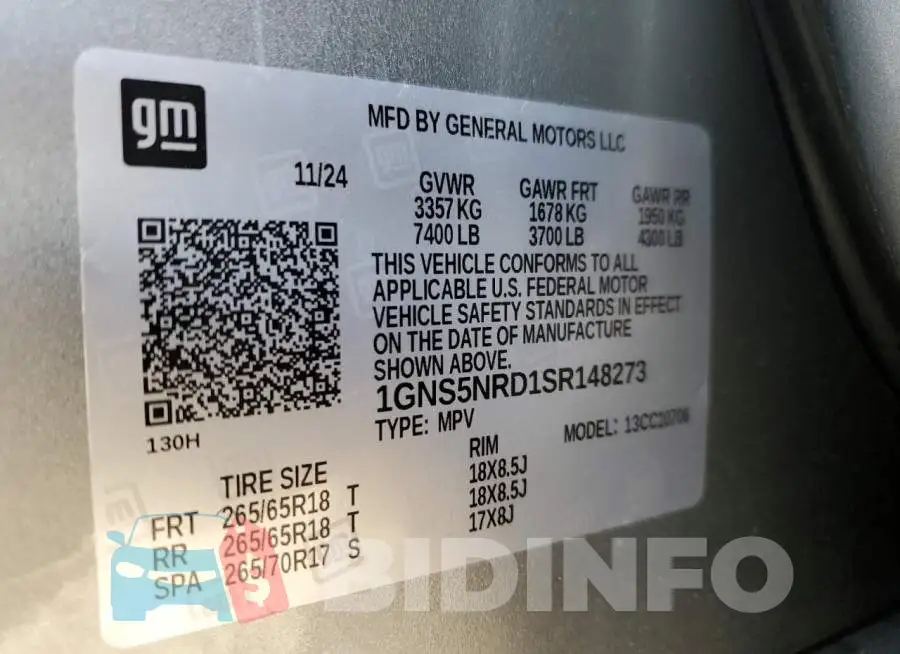 1GNS5NRD1SR148273 Photo# 13