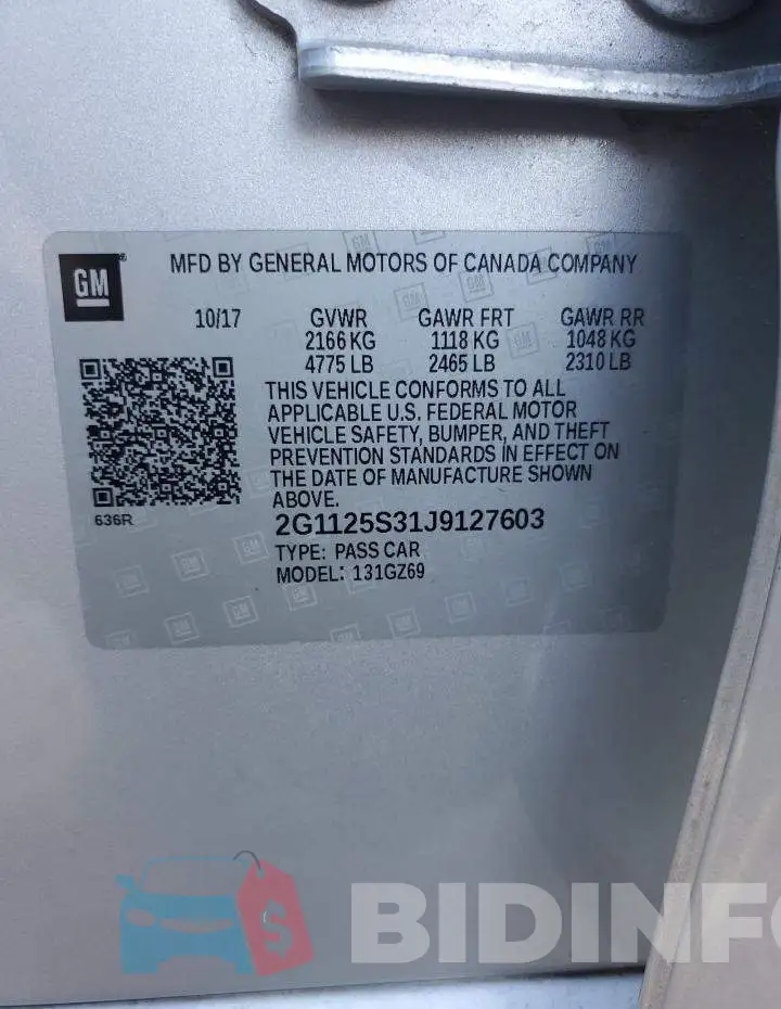 2G1125S31J9127603 Photo# 12