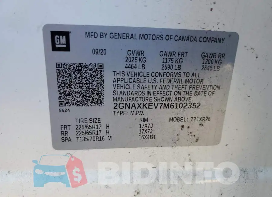 2GNAXKEV7M6102352 Photo# 13