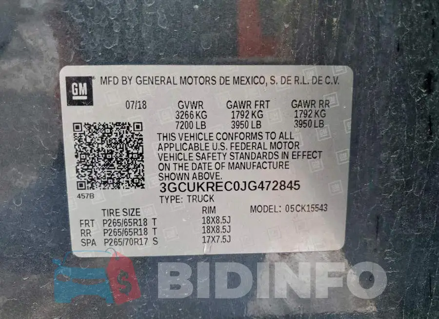 3GCUKREC0JG472845 Photo# 12