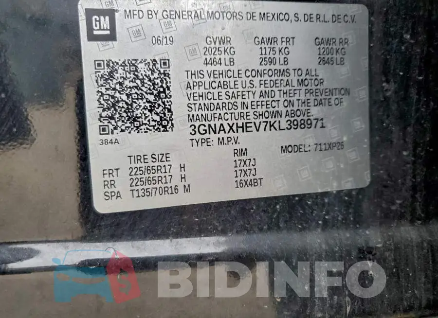 3GNAXHEV7KL398971 Photo# 13