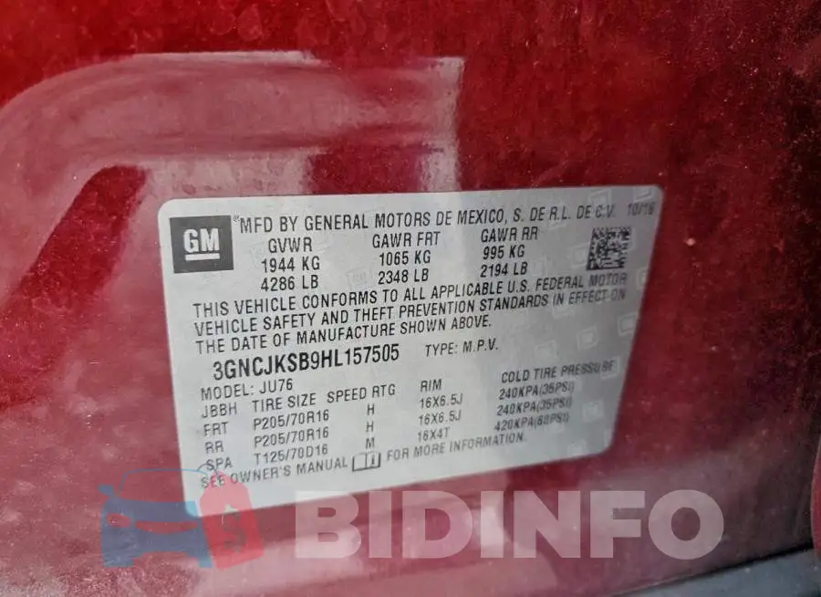 3GNCJKSB9HL157505 Photo# 13