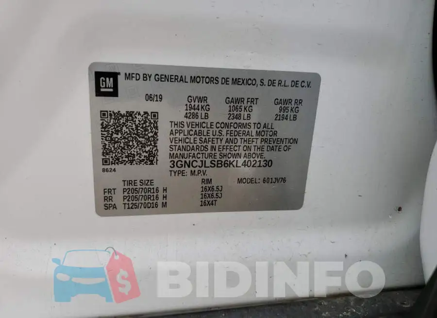 3GNCJLSB6KL402130 Photo# 14