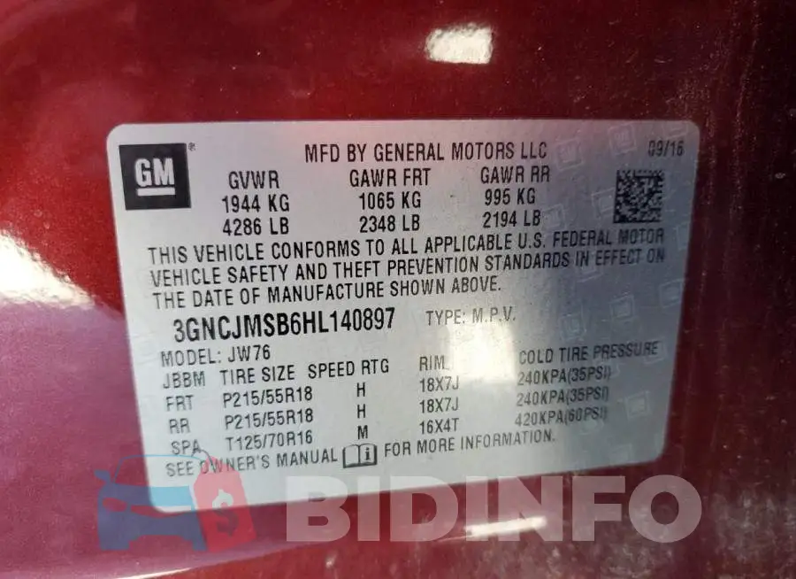 3GNCJMSB6HL140897 Photo# 13