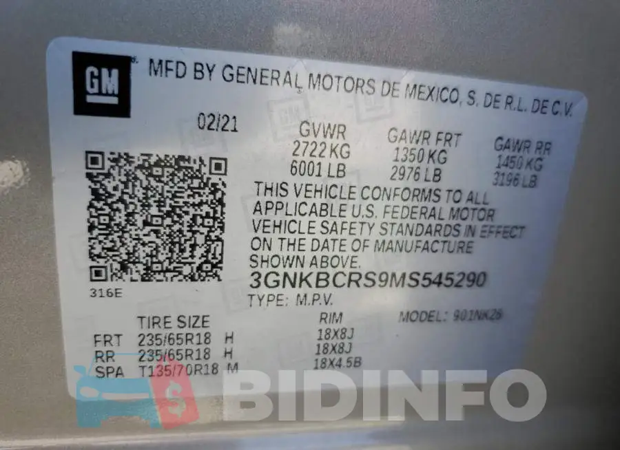 3GNKBCRS9MS545290 Photo# 14