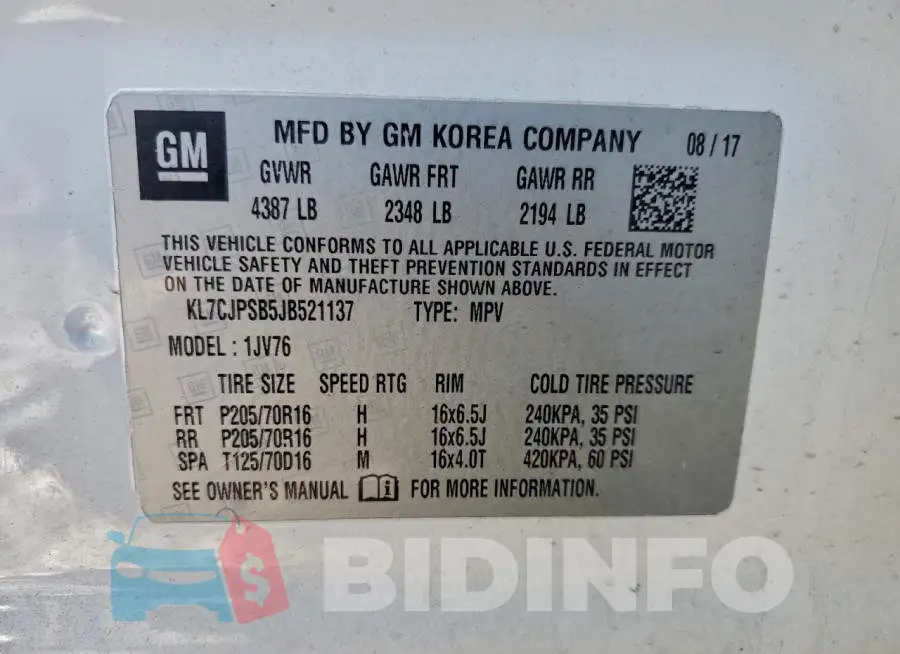 KL7CJPSB5JB521137 Photo# 12