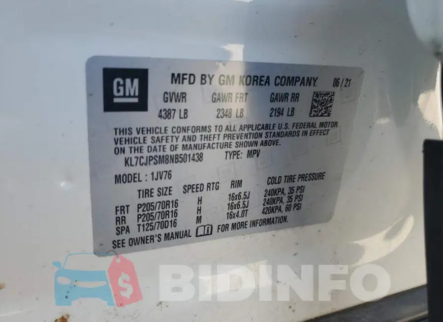KL7CJPSM8NB501438 Photo# 12
