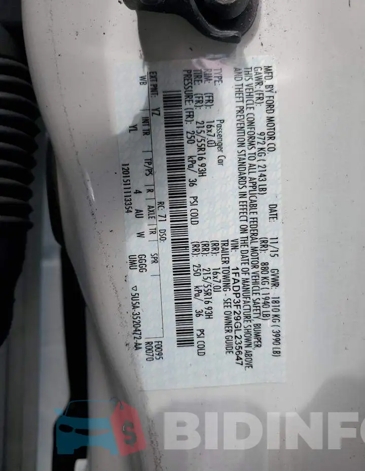1FADP3F29GL235647 Photo# 12