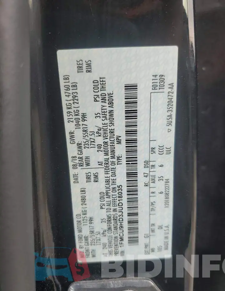1FMCU9HD3JUD18035 Photo# 14