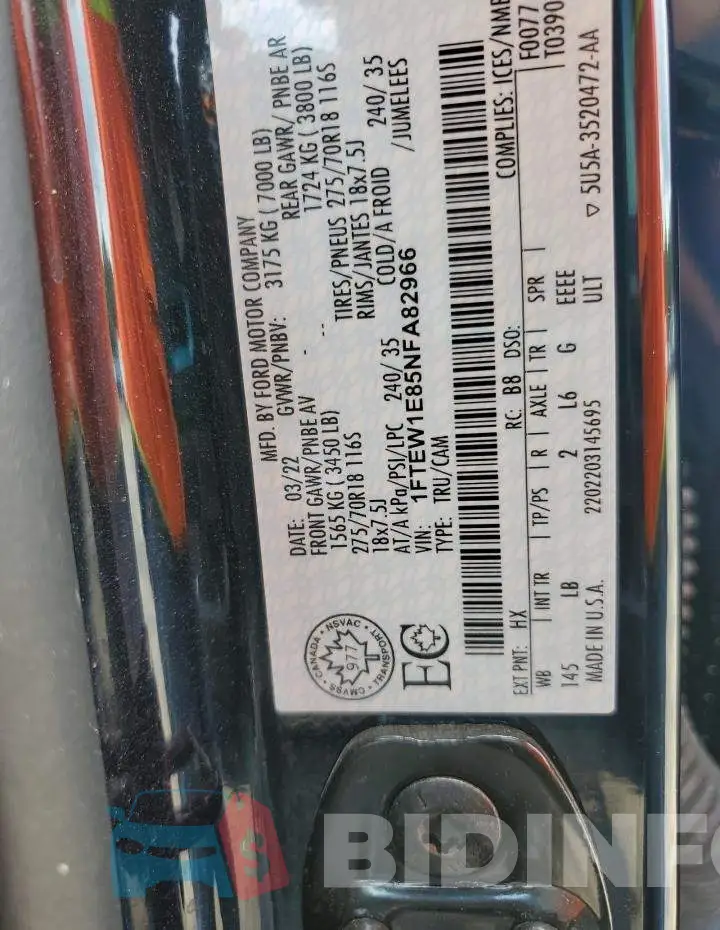 1FTEW1E85NFA82966 Photo# 12
